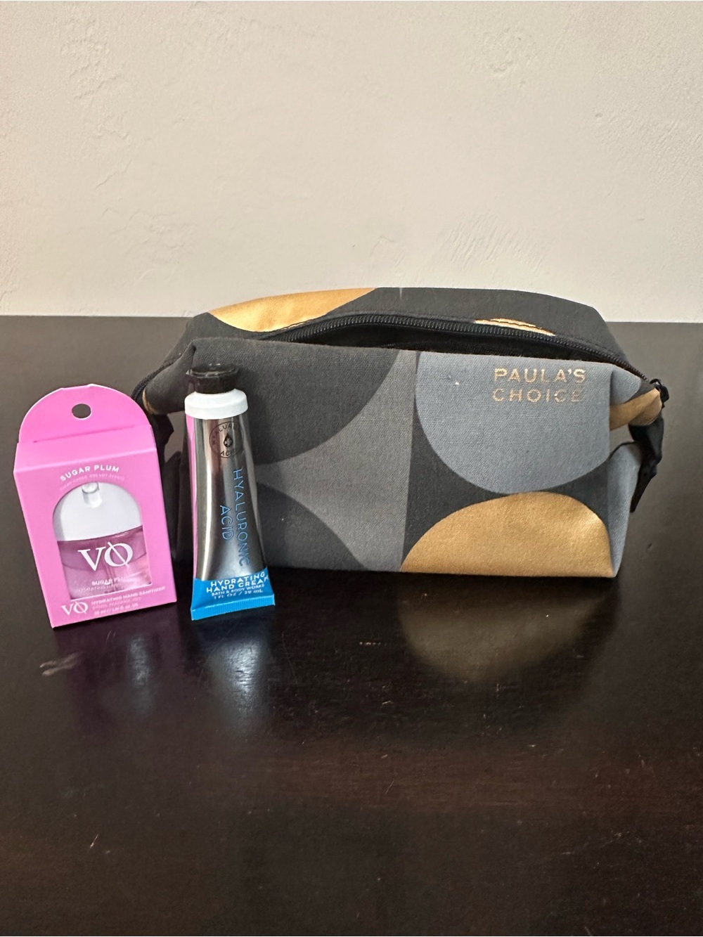 Paula's Choice Adjustable Cosmetic Pouch w/hand cream & sanitizer